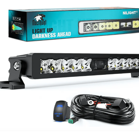 14" 11LED Single Row Spot Screw-Less Night Vision LED Light Bar | 18AWG Wire 5Pin Switch