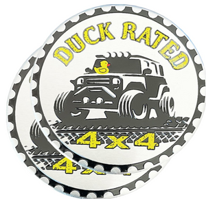 Duck Badge Rated Car Emblem, 4 x 4 Metal Automotive Badge, 3D Round Metal Car Badges Emblems, Car Badge Decals Stickers Compatible with Jeep Wrangler Vehicles Trucks SUV RV