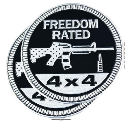 Freedom Badge Rated Car Emblem, 4 x 4 Metal Automotive Badge, 3D Round Metal Car Badges Emblems, Car Badge Decals Stickers Compatible with Jeep Wrangler Vehicles Trucks SUV RV