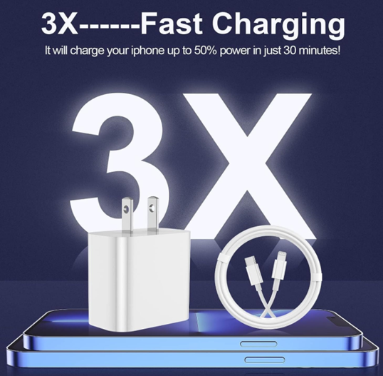 iPhone Charger Fast Charging 1 Pack Type C Wall Charger Block with 1 Pack [6FT&10FT] Long USB C to Lightning Cable for iPhone 14/13/12/12 Pro Max/11/Xs Max/XR/X,AirPods Pro