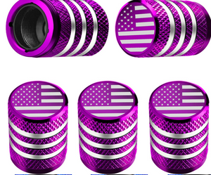 Tire Valve Stem Cap Cover - (5 Pack) Tire Air Cap Metal with Plastic Liner Corrosion Resistant Leak-Proof American Flag for Car Truck Motorcycle Bike Red