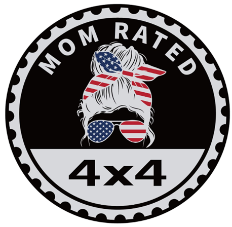 Mom Badge Rated Car Emblem, 4 x 4 Metal Automotive Badge 3D Metal Car Badges Emblems Round Emblem Decals Car Badge Decals Stickers Compatible with Jeep Wrangler Vehicles Trucks SUV