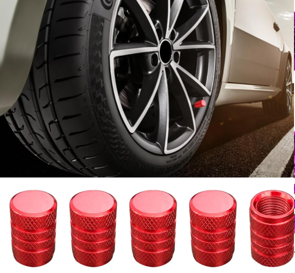 5 PACK Car Tire Valve Stem Caps, Aluminum Tire Air Cap Set, Dust Proof & Corrosion Resistant Stem Covers, Universal Car Accessories for SUV Bike Bicycle Truck Motorcycle