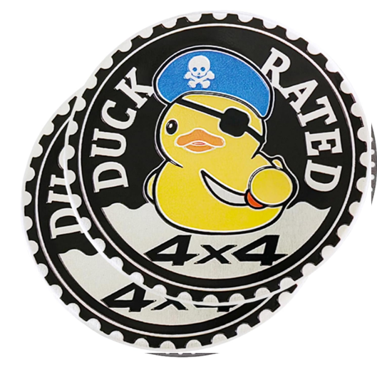 Duck Badge Rated Car Emblem, 4 x 4 Metal Automotive Badge, 3D Round Metal Car Badges Emblems, Car Badge Decals Stickers Compatible with Jeep Wrangler Vehicles Trucks SUV RV