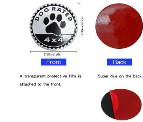 Dogs Badge Rated Car Emblem, 4 x 4 Metal Automotive Badge, 3D Round Metal Car Badges Emblems, Car Badge Decals Stickers Compatible with Jeep Wrangler Vehicles Trucks SUV RV