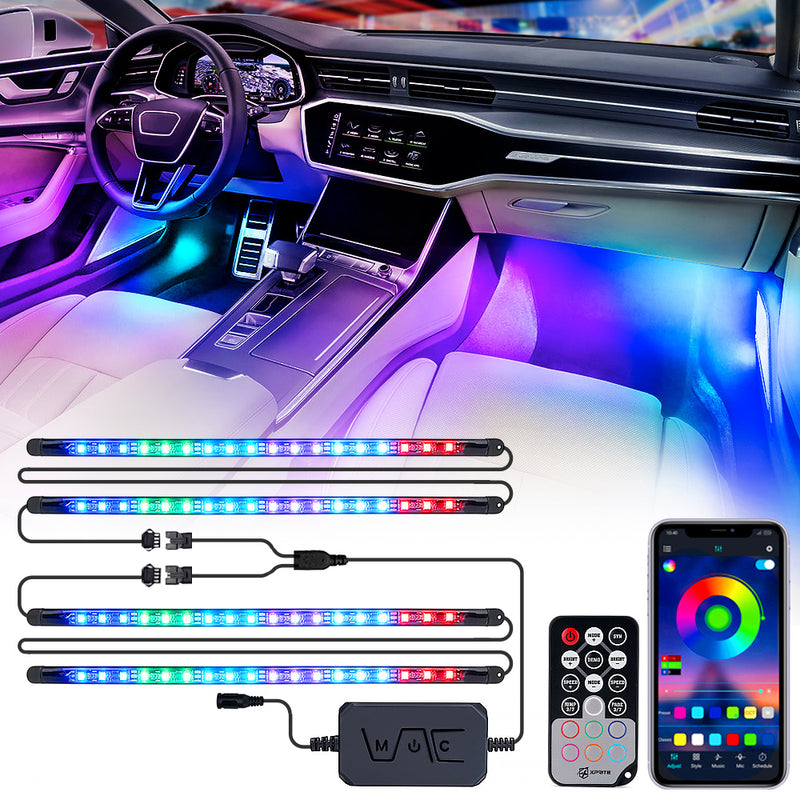 4PC Celestial Dream Series RGB LED Interior Car Light Set - Bluetooth and Remote Control