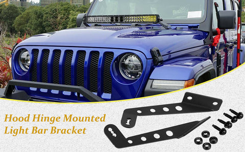 KMFCDAE for Jeep JL Hood Light Bar Mount 32 inch LED Light Bar Mounting Bracket fit for Jeep Wrangler JL 2018 2019 2020 2021 2022 2023