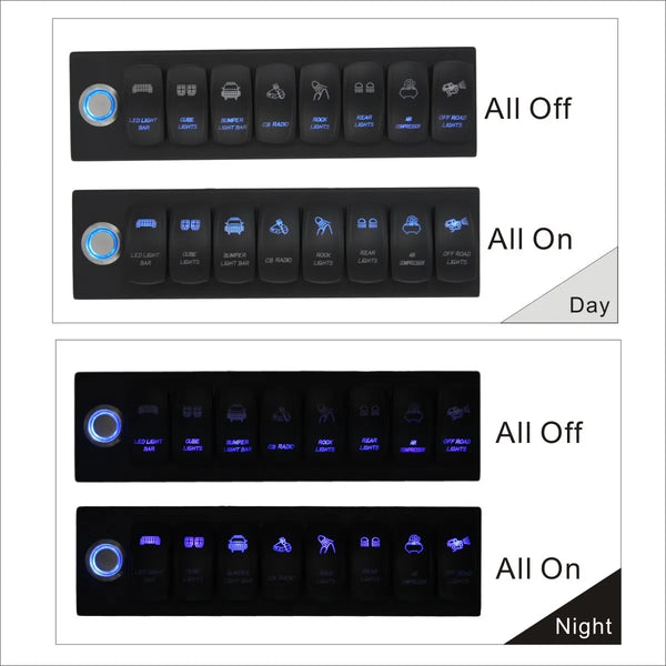 8 Switch Control System for Jeep Wrangler JK Blue Backlight