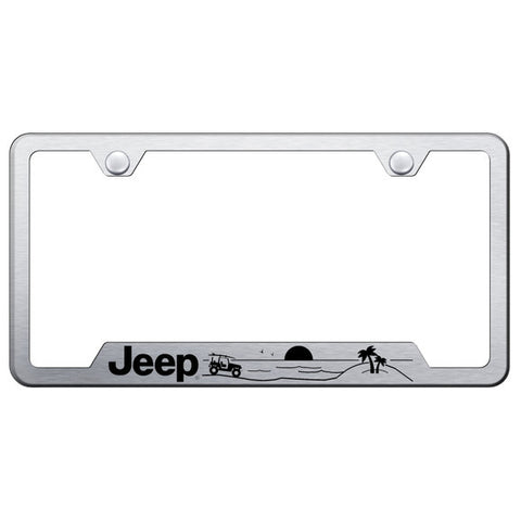 Automotive Gold GF.JEEB.ES Laser Etched Stainless Jeep Beach License Plate Frame in Brushed Finish