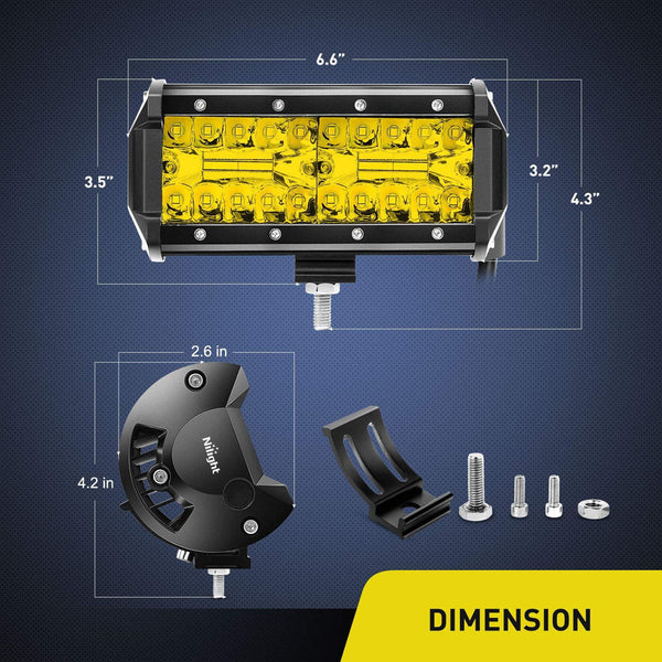 6.5" 120W Triple Row Amber White Spot/Flood LED Light Bars (Pair)