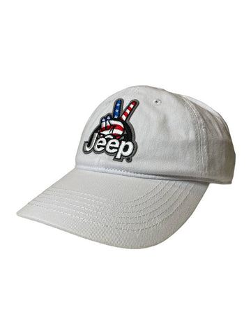 Hat - Jeep Wave USA Chino Twill Patch Hat - White
