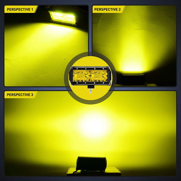 6.5" 120W Triple Row Amber White Spot/Flood LED Light Bars (Pair)