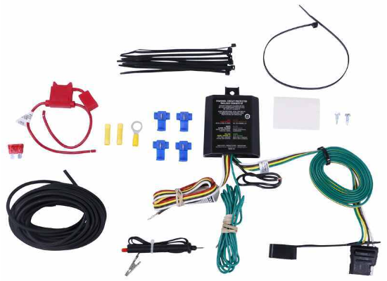 CURT Curt Powered Tail Light Converter w/ 4-Way Flat Trailer Connector and Install Kit