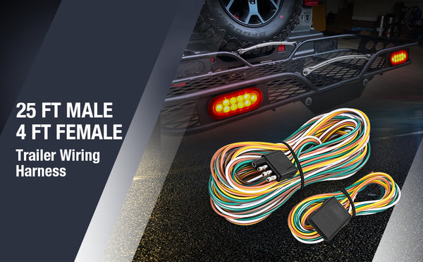 25Ft Male 4Ft Female Trailer Wiring Harness