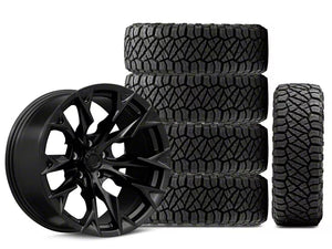 20x10 Fuel Wheels Flame & 35in NITTO All-Terrain Ridge Grappler A/T Tire Package; Set of 5 (18-25 Jeep Wrangler JL)