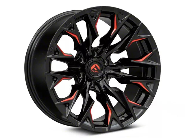 Fuel Wheels Flame Gloss Black Milled with Candy Red 6-Lug Wheel; 20x9; 1mm Offset