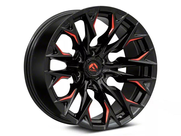 Fuel Wheels Flame Gloss Black Milled with Candy Red 6-Lug Wheel; 20x9; 1mm Offset