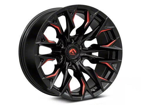Fuel Wheels Flame Gloss Black Milled with Candy Red 6-Lug Wheel; 20x9; 1mm Offset