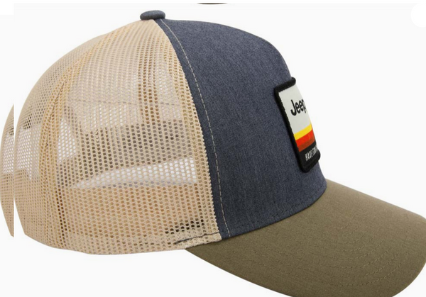 Hat - Jeep Have Fun Out There Trucker Patch Hat - Charcoal/Olive/Khaki