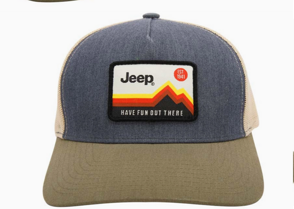 Hat - Jeep Have Fun Out There Trucker Patch Hat - Charcoal/Olive/Khaki