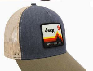 Hat - Jeep Have Fun Out There Trucker Patch Hat - Charcoal/Olive/Khaki