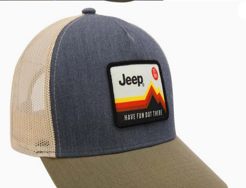Hat - Jeep Have Fun Out There Trucker Patch Hat - Charcoal/Olive/Khaki