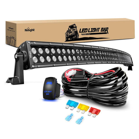 50" 288W 18560LM Double Row Black Curved Spot/Flood LED Light Bar | 14AWG Wire 5Pin Switch