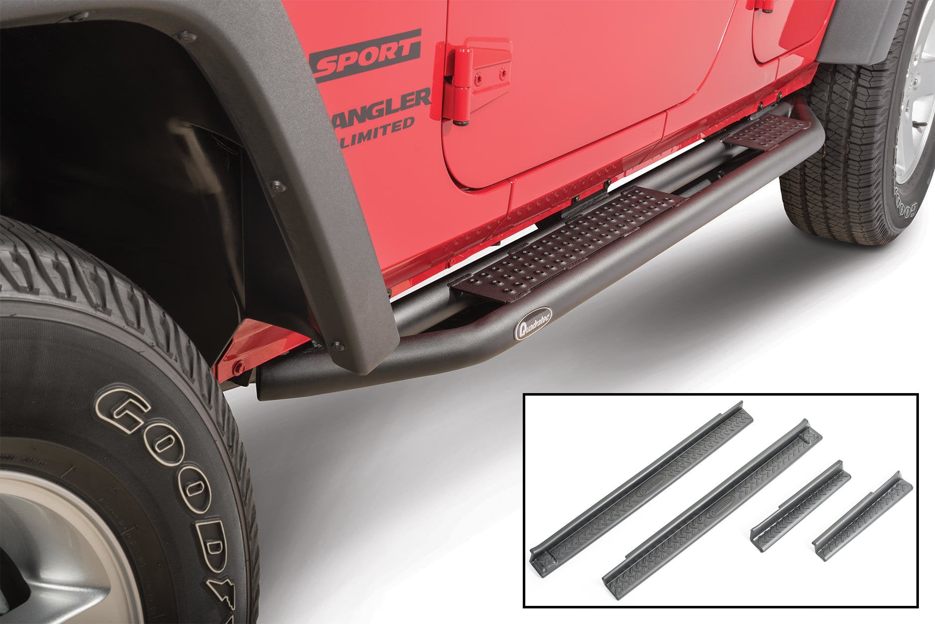 Quadratec QRC Side Armor with Step with Entry Guards for 07-18 Jeep Wrangler JK