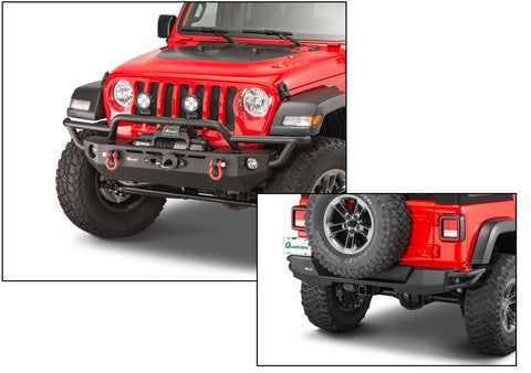 Quadratec QRC Front Winch Ready Bumper with Rear Bumper - Full Width for 18-25 Jeep Wrangler JL