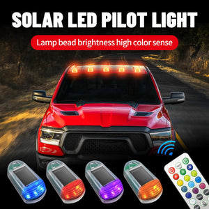 5 Pack Solar Powered LED Cab Roof Marker Running Lights w/Remote For Trucks SUV