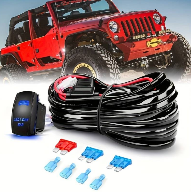 12AWG Wire Harness Kit 1 Lead W/ 12V 5Pin Switch | 3 Fuses | 2 Spade Connectors
